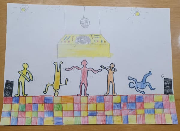 Eshan Abdul-Kahar, aged 8. Inspired by Keith Haring.