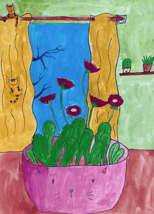 Amy Pearsall, Age 10, Inspired by David Hockney’s My Window