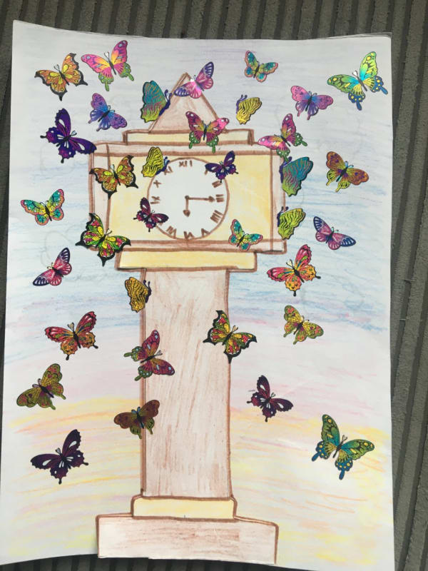 Elsie Denver, aged 10. Inspired by Peter Blake.