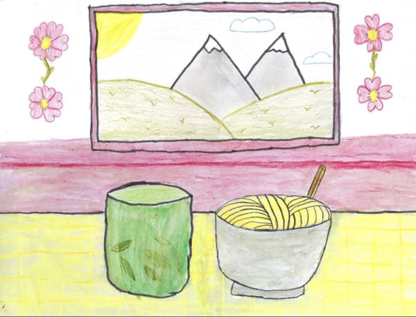 Ifeoluwa Balogun, aged 11. Inspired by David Hockney.