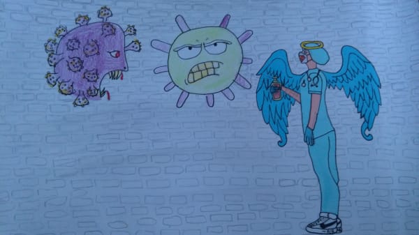 Name Tanveer Chawla, aged 13. Inspired by Banksy.