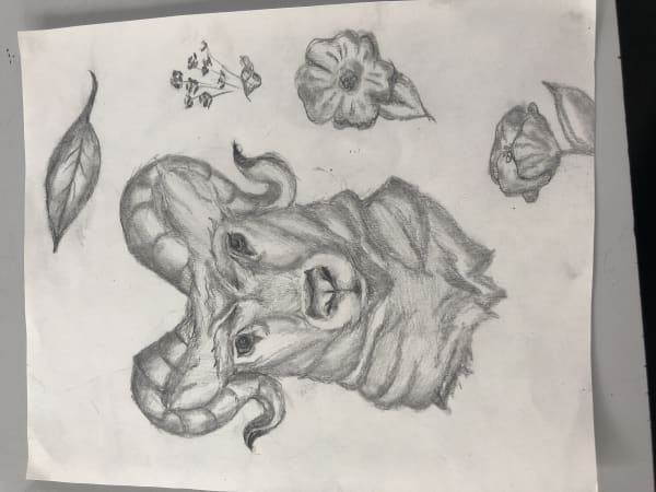 Isobel Stewart, aged 14. Inspired by Andy Warhol's Cow, 1971.