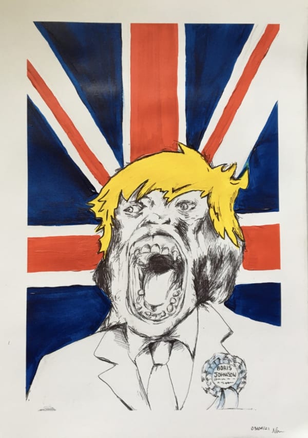 Nidaa Sagar-Ouriaghli, aged 15. Inspired by Banksy.