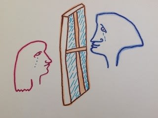 Tallulah Butcher Clark, age 11 Inspired by Jean Cocteau Lithograph “so close but so far” - the sadness of the Covid-19 isolation.