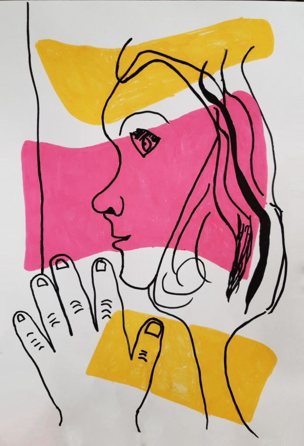 Annabelle Tiley, age 6 Self Portrait Inspired by Fernand Leger's Musee National D'Art Moderne, 1949