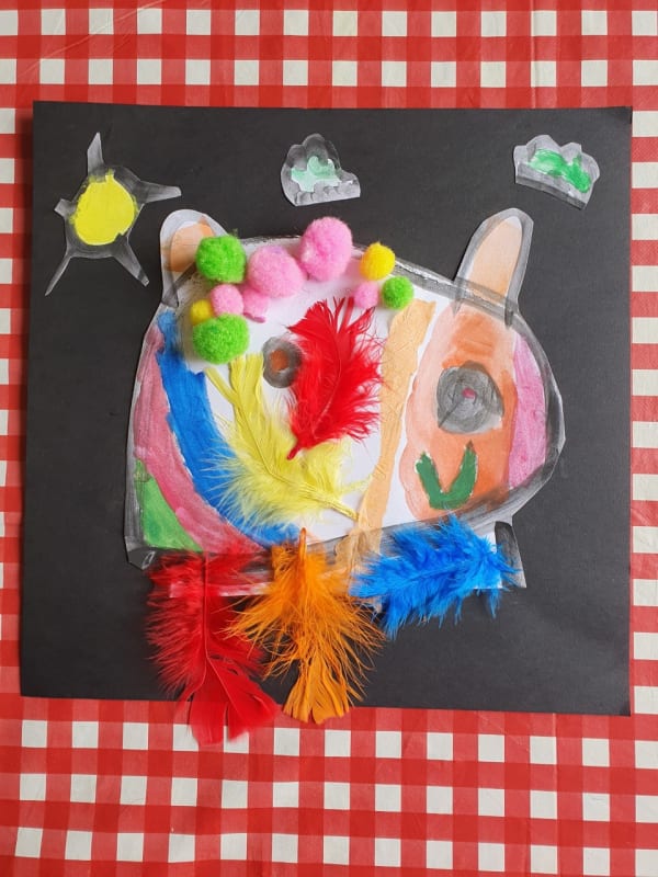 Iris Prentice, age 6. In the style of Pablo Picasso. "Werewolf".