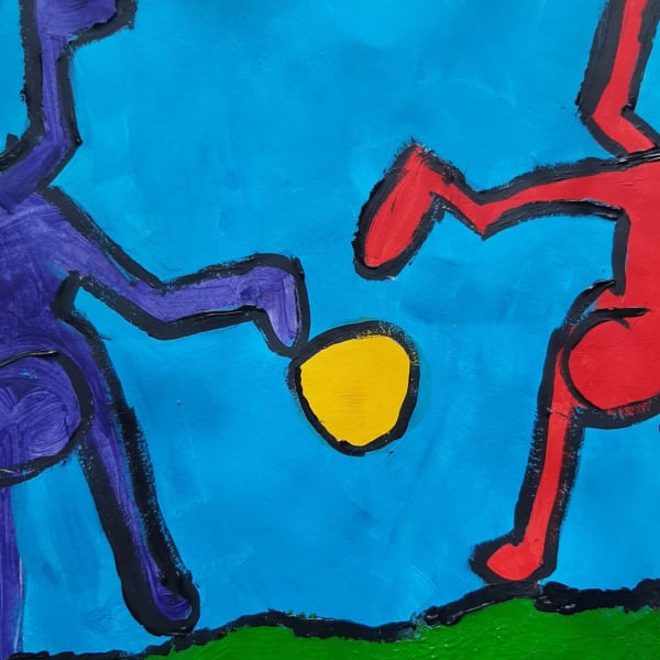 Rebecca Wilson, age 8, Handstands, inspired by Playing People by Haring