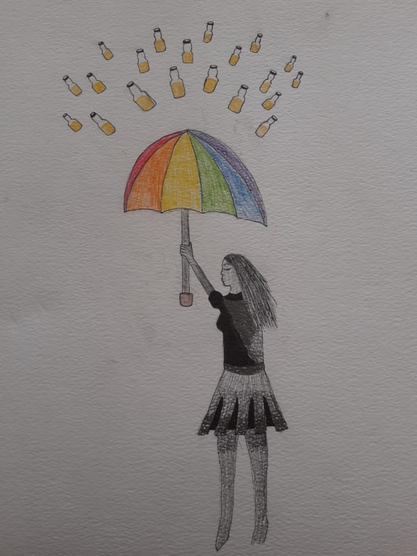 Jessica Peck, age 12. Inspired by Banksy