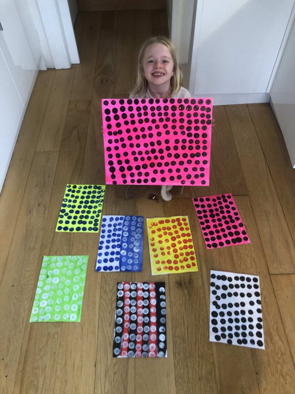 Sadie, age 7 Inspired by Damian Hirst dots