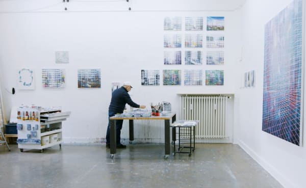 Driss Ouadahi at work in his studio.