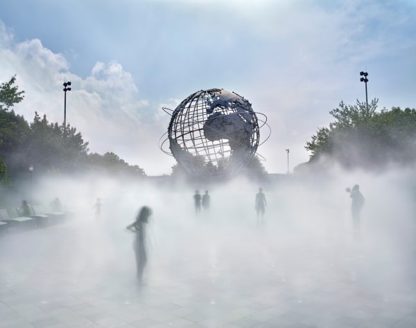 People playing at the Unisphere Fog Garden by Matthew Pillsbury