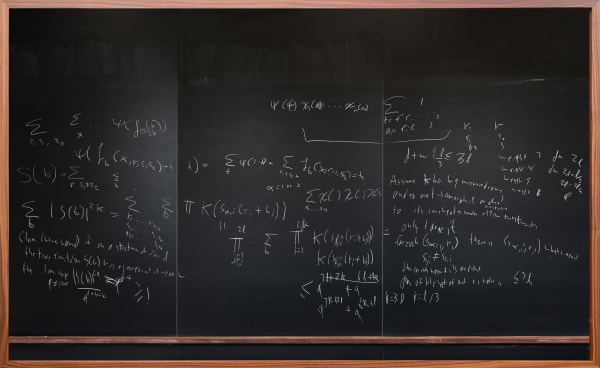Chalkboard with formulas by Will Sawin, Columbia University, from the Do Not Erase series by Jessica Wynne