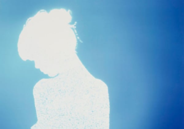cibachrome print of Claudia Schiffer's silhouette in sunlight from the Tetrarch Guest series by Christopher Bucklow