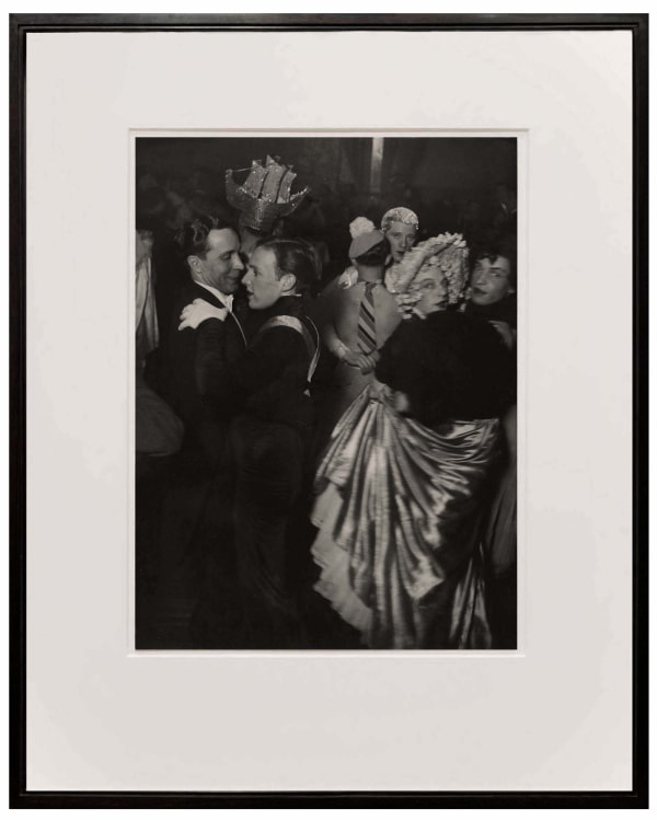 framed photograph of men dancing together at a ball from Paris de Nuit by Brassai