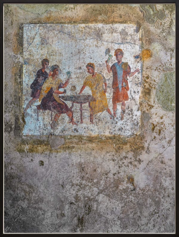 Painted fresco from Pompeii, Italy with four gamblers by Robert Polidori