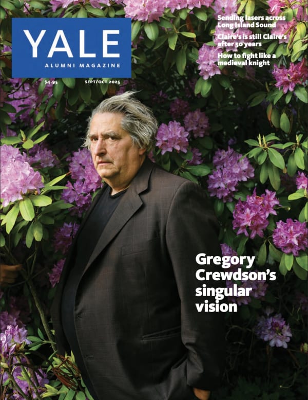 Gregory Crewdson color portrait on the cover of the Yale alumni magazine, which reads "Gregory Crewdson's singular vision"