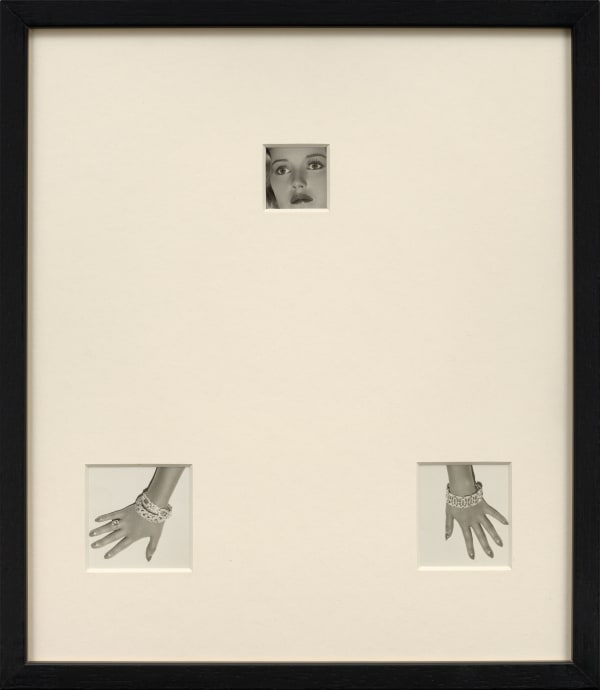 overmatted artwork by Sissi Farassat that reveals woman's face and hands