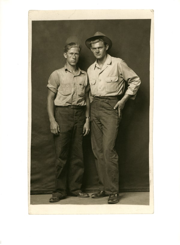 Disfarmer: The Vintage Prints book cover, with portrait of two men in portrait studio in early twentieth century
