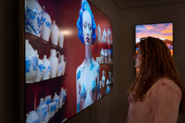 Exhibition Installation View Of New Beginnings Intertwining Realities Of Ai Art And Human Experience Agoria I Feel Good 2024 Courtesy Of Hofa Gallery