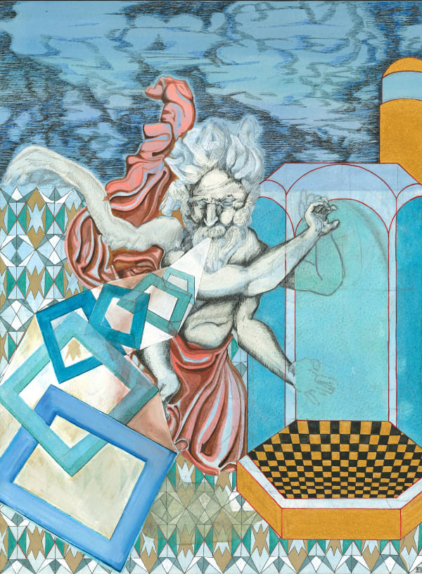 Euros, East Wind by Peter Depelchin, 2020, mixed media on Arches cream paper, 31x23cm