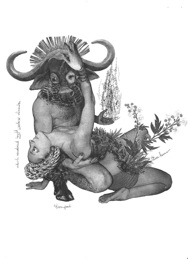 Pan & Hermaphrodites II (collage) by Peter Depelchin, 2017