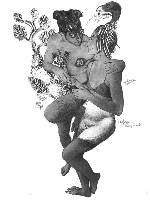 Pan & Hermaphrodites I (collage) by Peter Depelchin, 2017