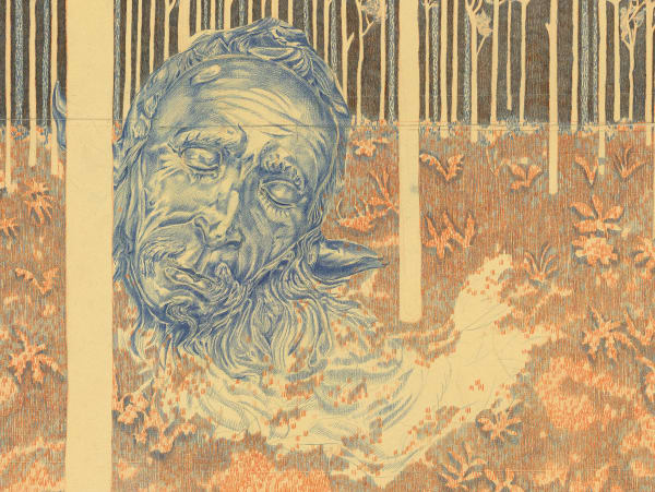 Detail Illumination by Peter Depelchin, 2022, pencil and colour pencil on CIAT paper, 125 × 280 cm