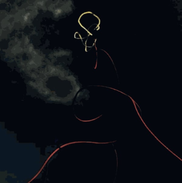 Night view of Sky Drawing, 2000, in Punta del Este, Uruguay