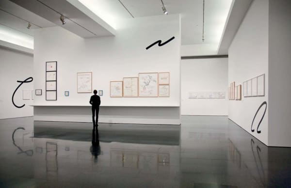 Lawrence Weiner's "Written on the Wind" exhibition view, 2013