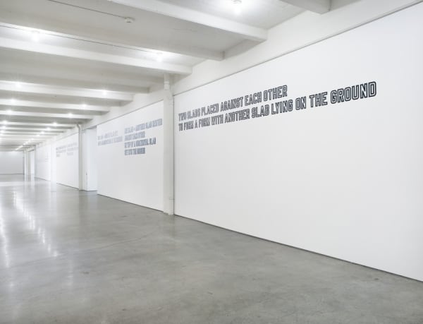 Lawrence Weiner, 5 Figures of Structure, 1987. Dia Art Foundation © Lawrence Weiner/Artists Rights Society (ARS), New York. Photo: Bill...