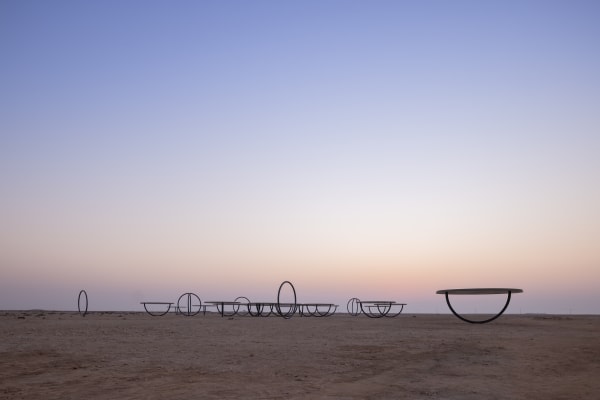Olafur Eliasson, Shadows travelling on the sea of the day, 2022 Steel, fibreglass, glass mirrors, 4.53 x 10.51 x 10.51...