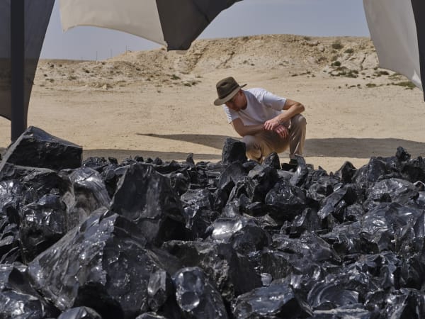 Your obsidian garden, 2023 Installation view: Olafur Eliasson: The curious desert, near the Al Thakhira Mangrove in Northern Qatar, 2023 Photo: Ander Sune Berg
