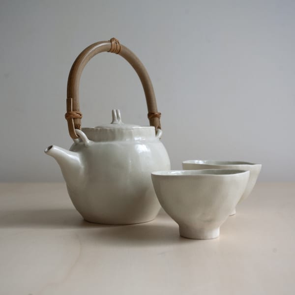 Haruka Matsuo - Teapot white set + 2 cups (Dobin)