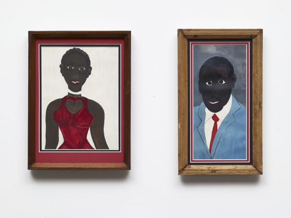 Lady Love and Antiguan Gentleman Frank Walter oil on card (two parts), with original carved frames 24.8 x 16.6 cm (Lady Love) 21.5 x 16.6 cm (Antiguan Gentleman)