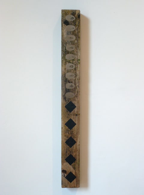 Untitled 2006 sunlight and mud fingerprints on wood 68 x 7.2 x 4.7 cm