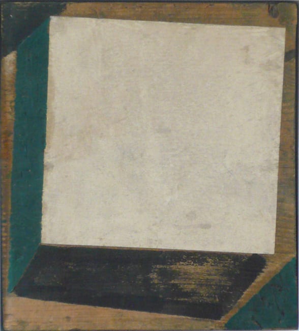White Square (Suprematist Volume) 1924-6 oil and collage on wood (detail)