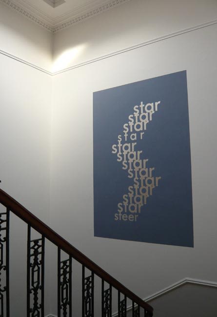 Star / Steer 1966 - 2007 unique wall painting, silver leaf on grey, with Les Edge 200 x 156 cm