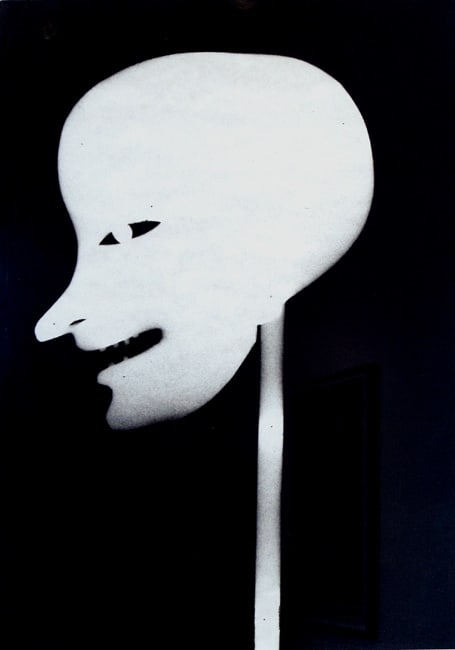 Untitled (Head) 2008 spray paint on cardboard 34 x 24 cm