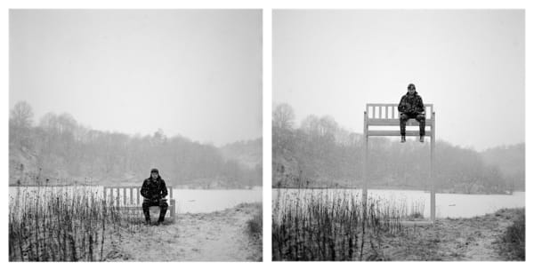 Oxford 2016 Giclée prints (two parts), wooden sculpture (two parts) Photographs printed in edition of 10 100 x 100 cm each (print size) 103.5 x 103.5 cm each (framed size)