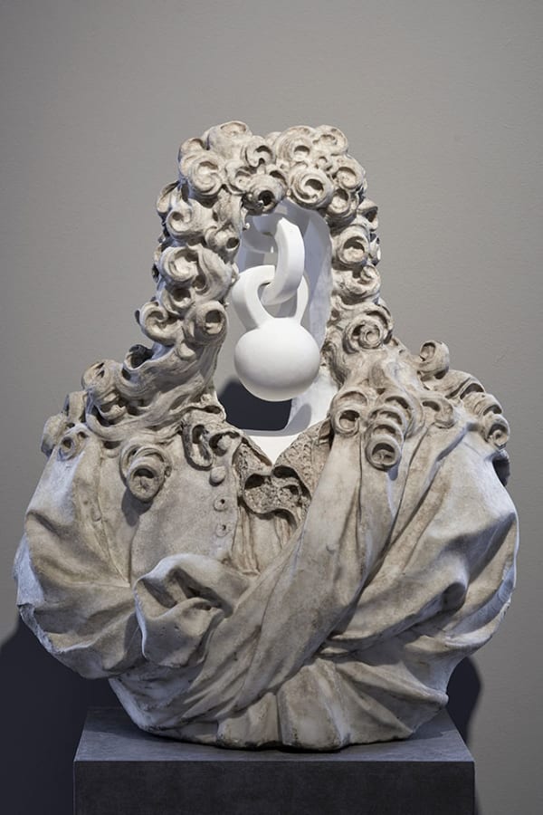 Jonathan Owen Untitled, 2018 17th century marble bust with further carving 77 x 63 x 35 cm