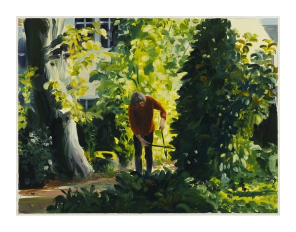 Caroline Walker, Study for Cutting Back, Late Afternoon, October, 2021, oil on paper, 17 3/4 x 23 5/8 in.