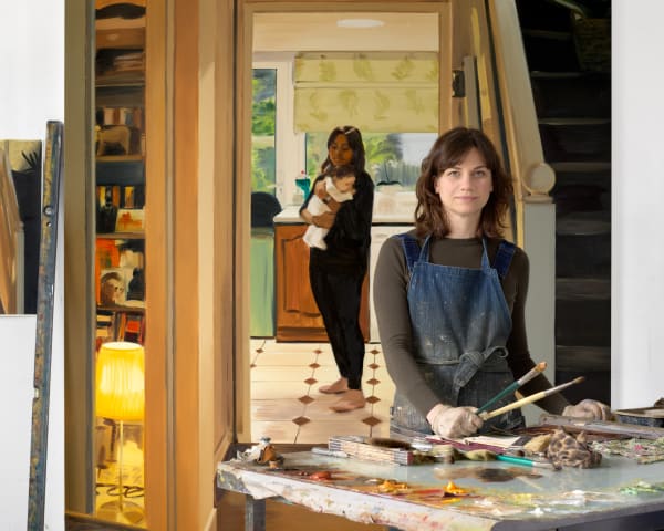 Caroline Walker in her studio, 2022. Photograph: Peter Mallet.
