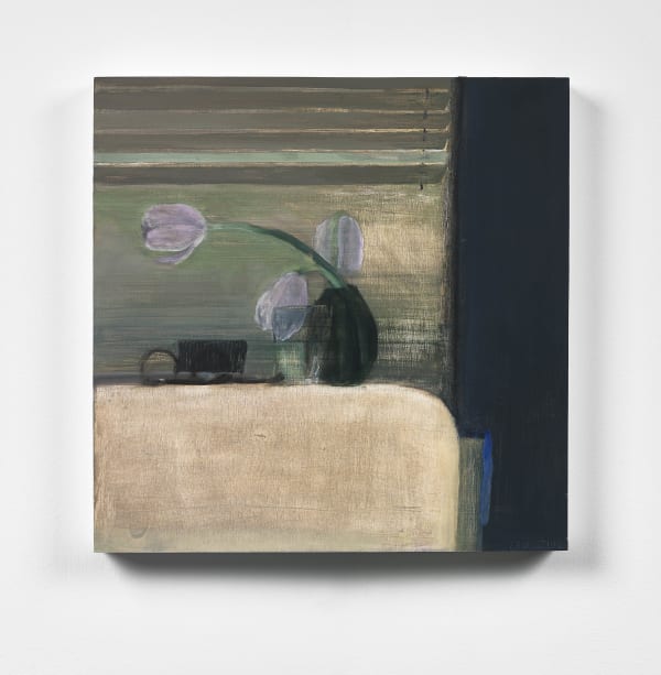 Aubrey Levinthal, 'Tulip Nightstand (Night)', 2023, oil on panel, 45.7 x 45.7 cm. Photograph: John McKenzie.