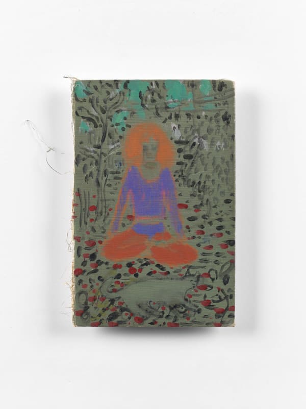 Andrew Cranston, Thought for the day, 2022, pigment and gum arabic on hardback book cover, 23.2 x 15.1 cm. Photograph: John McKenzie.