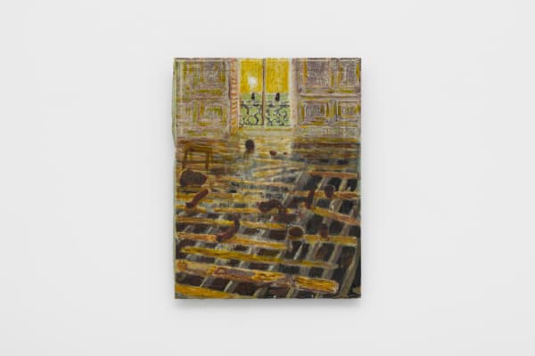 Andrew Cranston, 'The Apartment (Tell-tale heart)', 2024, oil on hardback book cover, 24.5 x 19 x 2.5 cm. Photograph: Michael Brzezinski. Courtesy of the Artist and Modern Art, London.