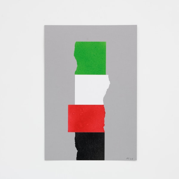 David Batchelor, 'Collage for Palestine', 2024, spray paint on paper on paper, 41 x 28 cm.