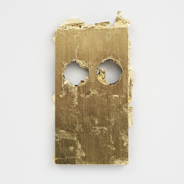 Peter Liversidge, 'Mask CLXIV', 2024, pine, acrylic paint, size and imitation gold leaf, 28 x 16.5 x 2.4 cm.