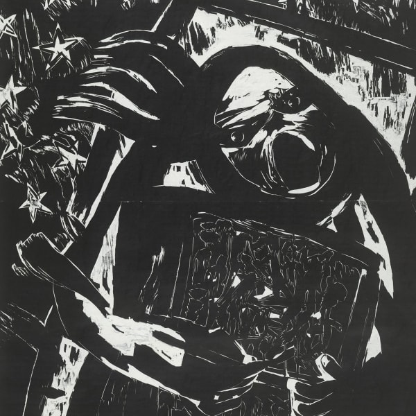 Drowsy (Detail), 2012, Woodblock Print