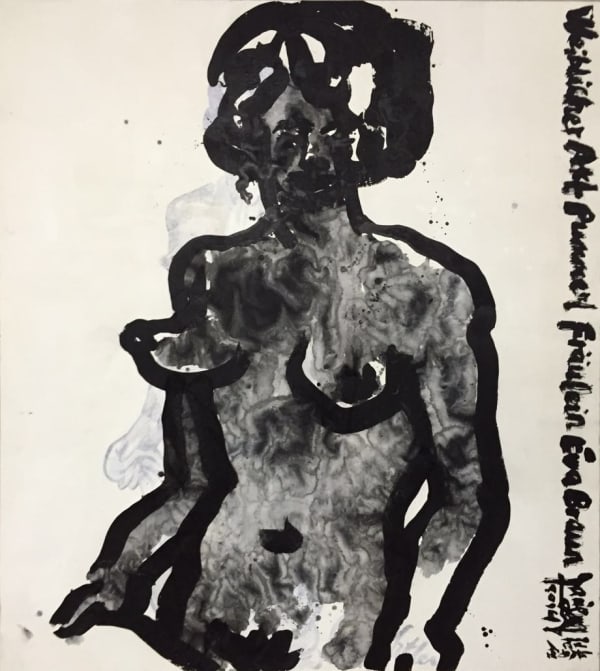 These are still nude paintings - copies of life drawings by Adolf Hitler No.1 2015 Ink, acrylic and mineral colours...