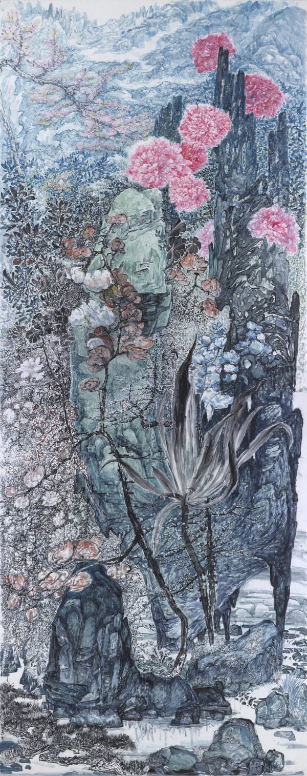 PENG KANGLONG 彭康隆 Ode to the Mighty Peak 隆崇赋, 2022 Ink on paper 纸本水墨 368 x 145 cm